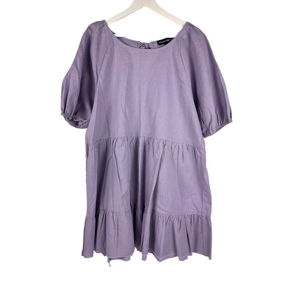 Princess Highway Lilac Puff Sleeve Tiered Dress size 12 FLAW